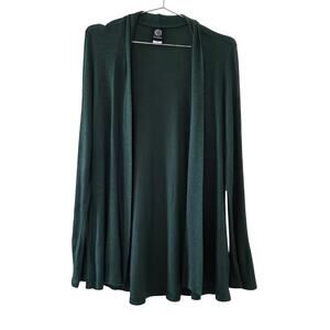 Bobeau Open Front Cardigan Green Lightweight Knit Women Size Large Long Sleeve